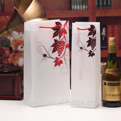 High End Custom Full Color Wine Bottle Gift Bag Plastic Wine Bag